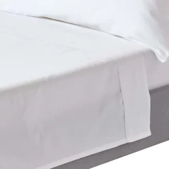 Drap plat uni en coton égyptien bio 400 fils blanc, 178x255 cm ->Homescapes Clearance