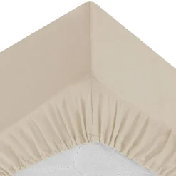 Drap-housse - percale - beige lin - 180x200 cm - Atmosphera><noscript><img width=