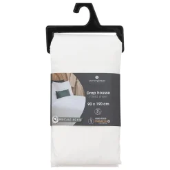 Drap-housse - percale - blanc - 90x190 cm - Atmosphera>Atmosphera Créateur D'Intérieur New
