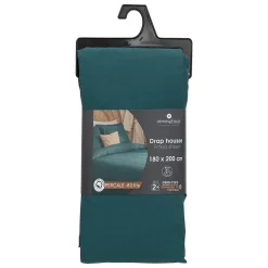 Drap-housse - percale - bleu - 180x200 cm - Atmosphera>Atmosphera Créateur D'Intérieur Discount