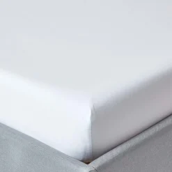 Drap-housse blanc 100% coton égyptien 200 fils 140 x 200 cm ->Homescapes Discount