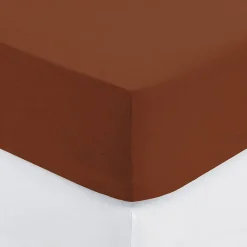 Atmosphera Créateur D'Intérieur Drap-housse Carina en coton 140x190cm rose terracotta - Atmosphera* Drap Housse|Drap Housse