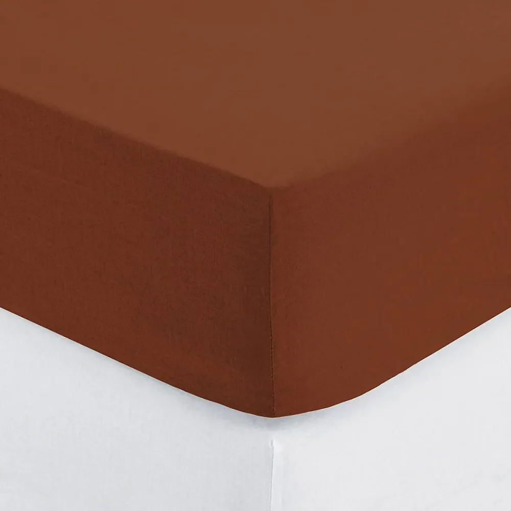 Atmosphera Créateur D'Intérieur Drap-housse Carina en coton 140x190cm rose terracotta - Atmosphera* Drap Housse|Drap Housse