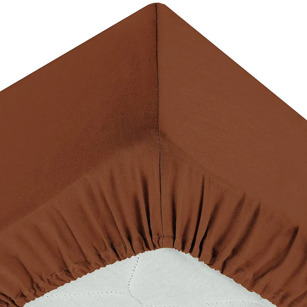 Atmosphera Créateur D'Intérieur Drap-housse Carina en coton 160x200cm rose terracotta - Atmosphera* Drap Housse|Drap Housse
