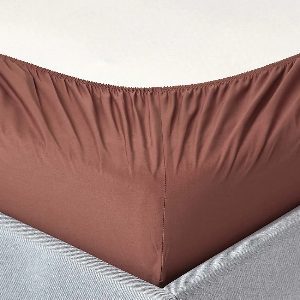 Drap-housse chocolat 100% coton égyptien 200 fils 140 x 200 cm ->Homescapes Best