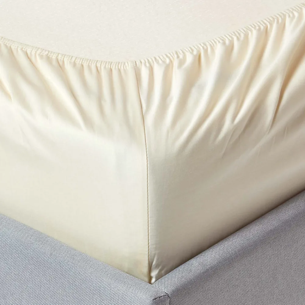 Drap-housse crème 100% coton bio 400 fils 140 x 190 cm ->Homescapes