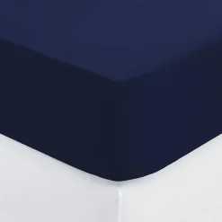 Drap-housse en coton - bleu encre - bonnet H30cm - 90x190 cm - Atmosphera>Atmosphera Créateur D'Intérieur Sale