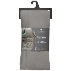 Drap-housse en coton - gris - bonnet H30cm - 160x200 cm - Atmosphera><noscript><img width=