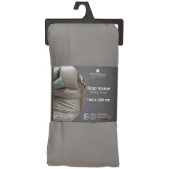 Drap-housse en coton - gris - bonnet H30cm - 160x200 cm - Atmosphera><noscript><img width=