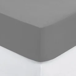 Atmosphera Créateur D'Intérieur Drap-housse en coton - gris - bonnet H30cm - 140x190 cm - Atmosphera* Drap Housse|Drap Housse