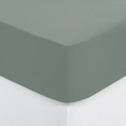 Drap-housse en coton - vert céladon - bonnet H30cm - 140x190 cm - Atmosphera>Atmosphera Créateur D'Intérieur Clearance