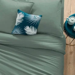 Drap-housse en coton - vert céladon - bonnet H30cm - 140x190 cm - Atmosphera><noscript><img width=