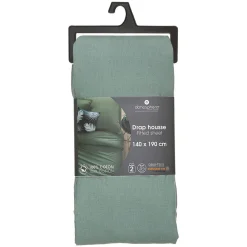 Drap-housse en coton - vert céladon - bonnet H30cm - 140x190 cm - Atmosphera><noscript><img width=