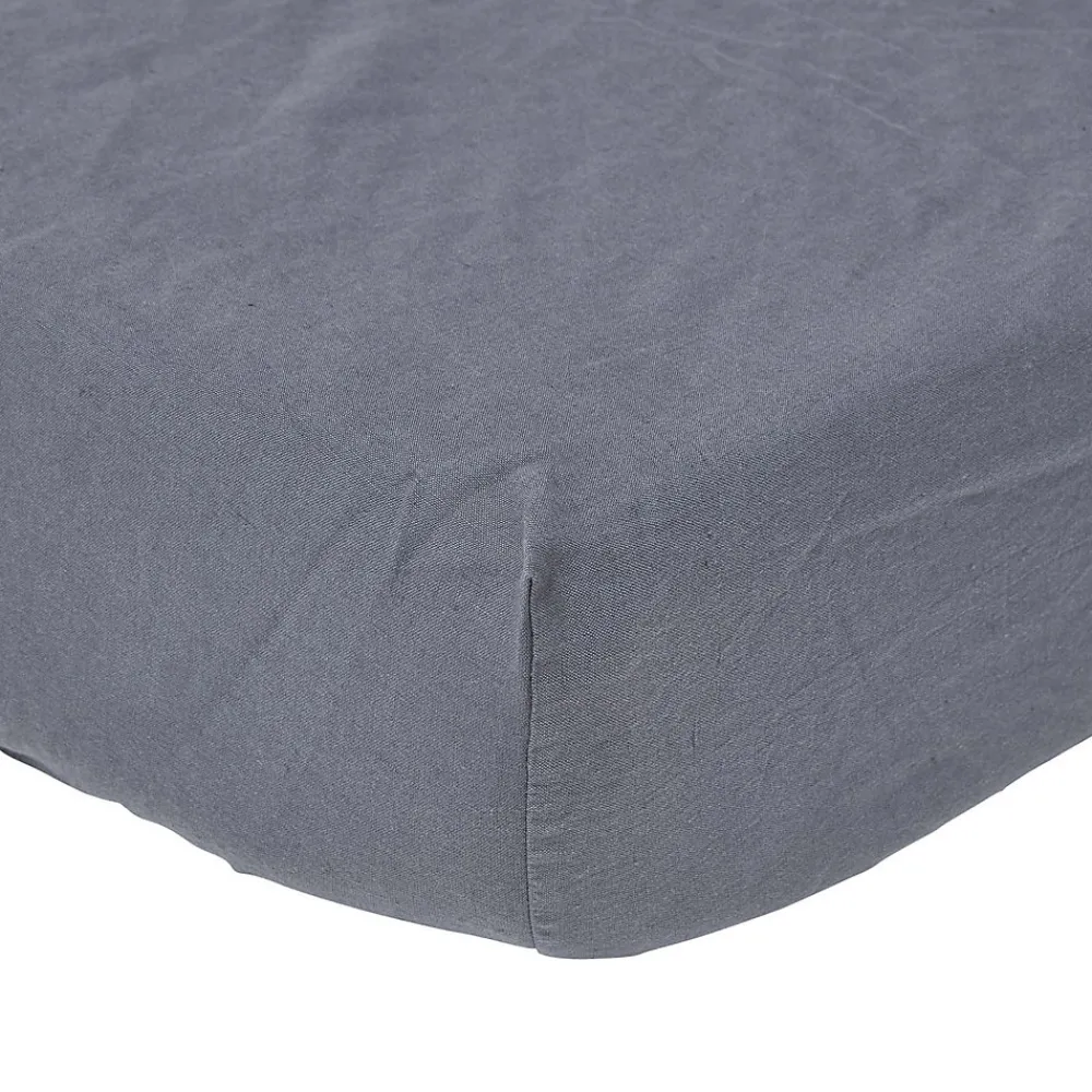 Drap-housse en lin lavé gris - 180 x 200 cm ->Homescapes Discount