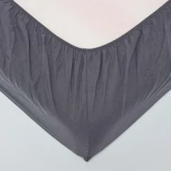 Drap-housse en lin lavé gris - 180 x 200 cm ->Homescapes Discount