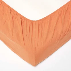 Homescapes Drap-housse en lin lavé orange - 100 x 200 cm* Drap Housse|Drap Housse