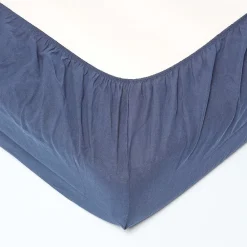 Homescapes Drap-housse grand bonnet en lin lavé bleu marine - 140 x 190 cm -* Drap Housse|Drap Housse