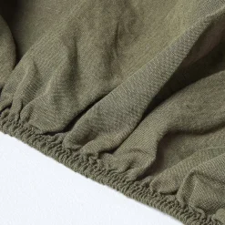 Drap-housse grand bonnet en lin lavé vert - 90 x 190 cm -><noscript><img width=