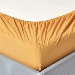Drap-housse jaune moutarde 100% coton égyptien 200 fils 120 x 190 cm ->Homescapes Sale