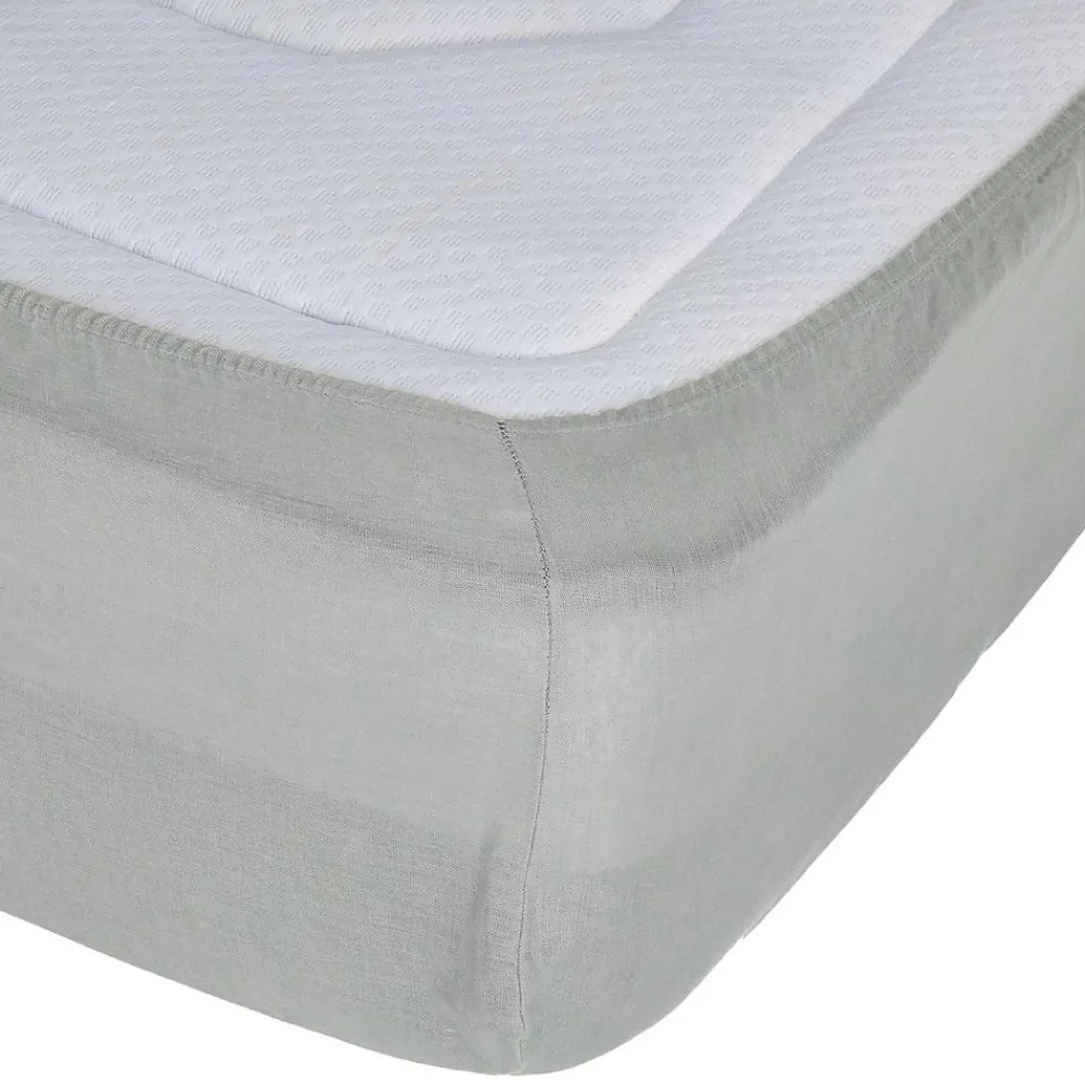 Atmosphera Créateur D'Intérieur Drap-housse Linah - vert céladon - lin lavé 140x190 cm - Atmosphera* Drap Housse|Drap Housse