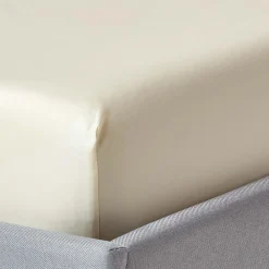 Drap-housse matelas épais 140 x 190 cm coton égyptien bio 400 fils crème ->Homescapes New