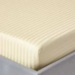 Drap-housse rayé 140 x 200 cm 100% coton égyptien 330 fils coloris jaune pastel ->Homescapes