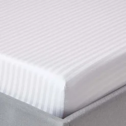 Homescapes Drap-housse rayé 90 x 190 cm 100% coton égyptien 330 fils coloris blanc -* Drap Housse|Drap Housse