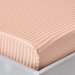 Drap-housse rayé 120 x 190 cm 100% coton égyptien 330 fils coloris taupe ->Homescapes New