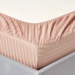 Drap-housse rayé 120 x 190 cm 100% coton égyptien 330 fils coloris taupe ->Homescapes New