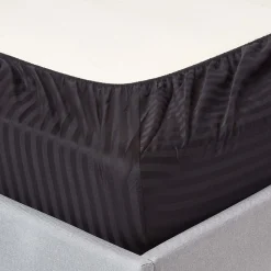 Drap-housse rayé 120 x 190 cm 100% coton égyptien 330 fils coloris noir ->Homescapes