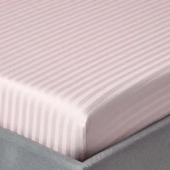 Drap-housse rayé 90 x 190 cm 100% coton égyptien 330 fils coloris violet ->Homescapes Discount