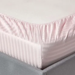 Drap-housse rayé 90 x 190 cm 100% coton égyptien 330 fils coloris violet ->Homescapes Discount