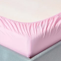 Drap-housse rose 100% coton égyptien 200 fils 90 x 190 cm ->Homescapes Clearance