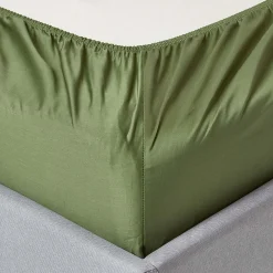 Drap-housse uni 100 % coton égyptien biologique 400 fils vert mousse 140 x 200 cm ->Homescapes
