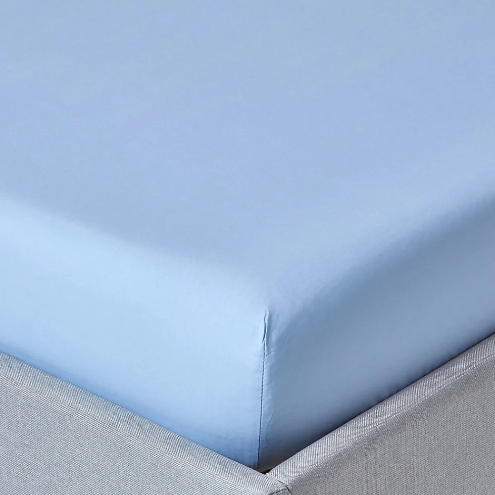 Homescapes Drap-housse uni 90 x 190 cm 100 % coton égyptien 200 fils coloris bleu -* Drap Housse|Drap Housse