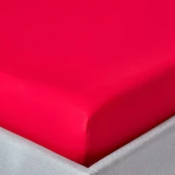 Homescapes Drap-housse uni 90 x 190 cm 100 % coton égyptien 200 fils coloris rouge -* Drap Housse|Drap Housse