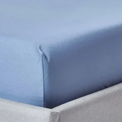 Homescapes Drap-housse uni 140 x 190 cm 100 % coton égyptien 1000 fils coloris bleu -* Drap Housse|Drap Housse