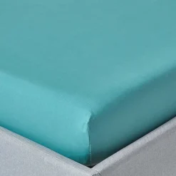 Drap-housse uni 90 x 190 cm 100 % coton égyptien 200 fils coloris sarcelle ->Homescapes New