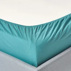 Drap-housse uni 90 x 190 cm 100 % coton égyptien 200 fils coloris sarcelle ->Homescapes New