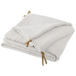 Édredon 150 x 150 cm lin lavé blanc avec 4 nouettes en jute - LUISA>Meubletmoi Outlet
