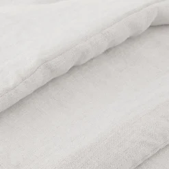 Édredon 150 x 150 cm lin lavé blanc avec 4 nouettes en jute - LUISA><noscript><img width=