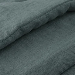 Édredon 90 x 200 cm lin lavé bleu avec 4 nouettes en jute - LUISA><noscript><img width=
