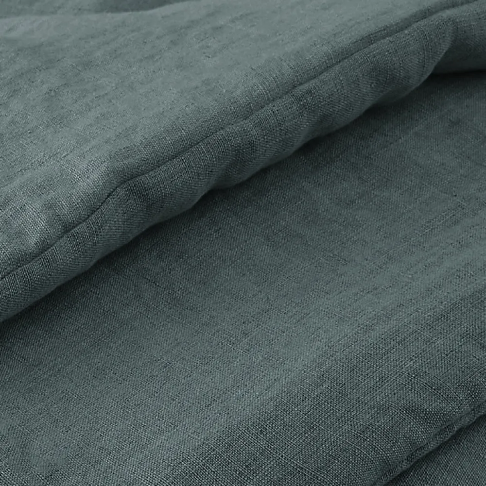 Édredon 90 x 200 cm lin lavé bleu avec 4 nouettes en jute - LUISA>Meubletmoi Outlet