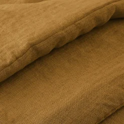 Meubletmoi Édredon 90 x 200 cm lin lavé caramel avec 4 nouettes en jute - LUISA* Boutis, Couvre-Lit, Édredon
