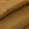Meubletmoi Édredon 150 x 150 cm lin lavé caramel avec 4 nouettes en jute - LUISA* Boutis, Couvre-Lit, Édredon