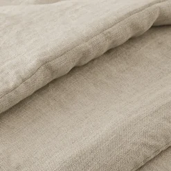 Édredon 150 x 150 cm lin lavé sable avec 4 nouettes en jute - LUISA><noscript><img width=