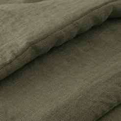 Édredon 150 x 150 cm lin lavé vert avec 4 nouettes en jute - LUISA><noscript><img width=