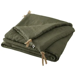 Édredon 90 x 200 cm lin lavé vert avec 4 nouettes en jute - LUISA>Meubletmoi Discount