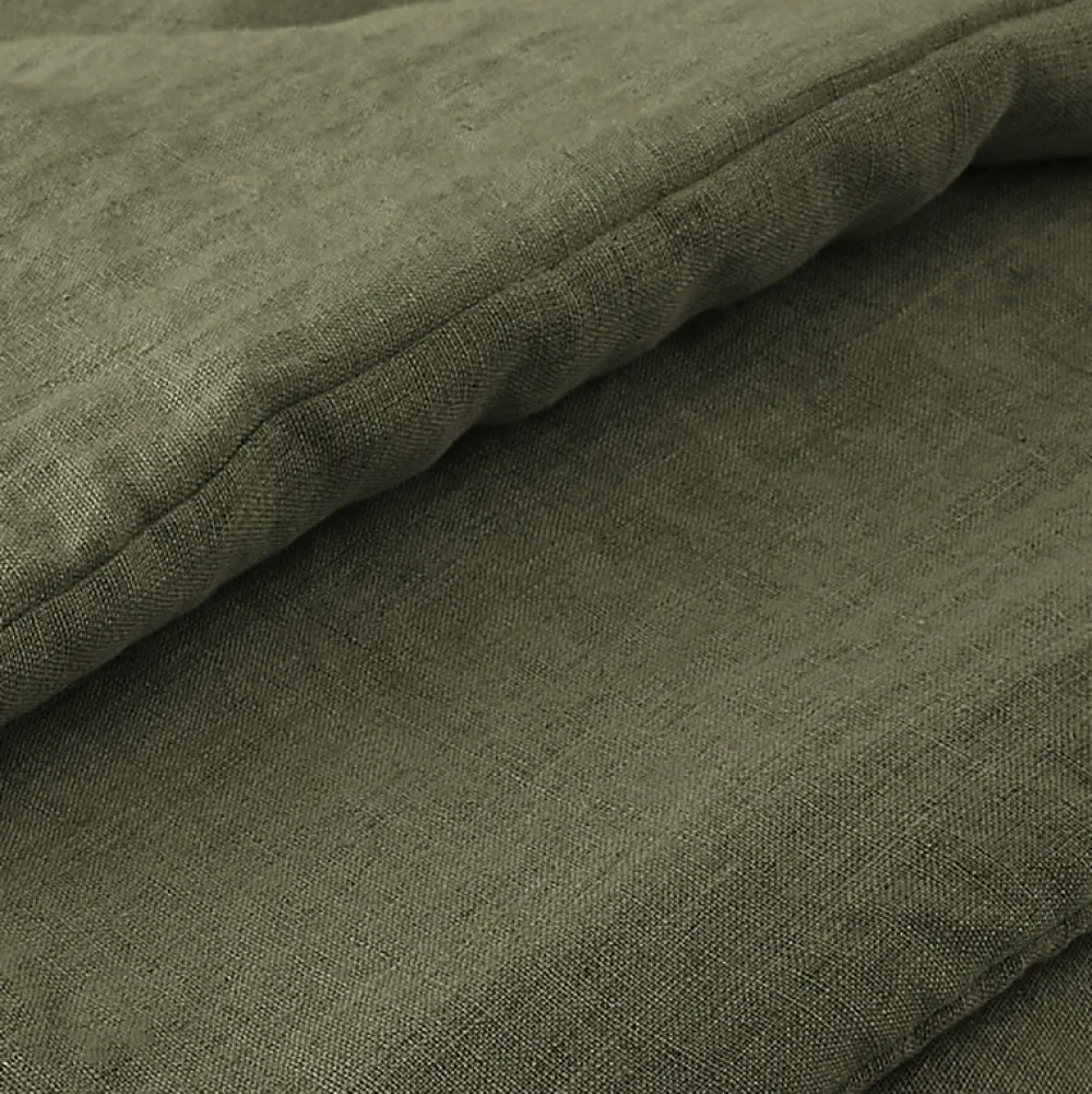 Édredon 90 x 200 cm lin lavé vert avec 4 nouettes en jute - LUISA>Meubletmoi Discount