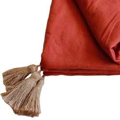 Decostars Édredon Panama 90x190 cm pompons jute terracotta* Boutis, Couvre-Lit, Édredon